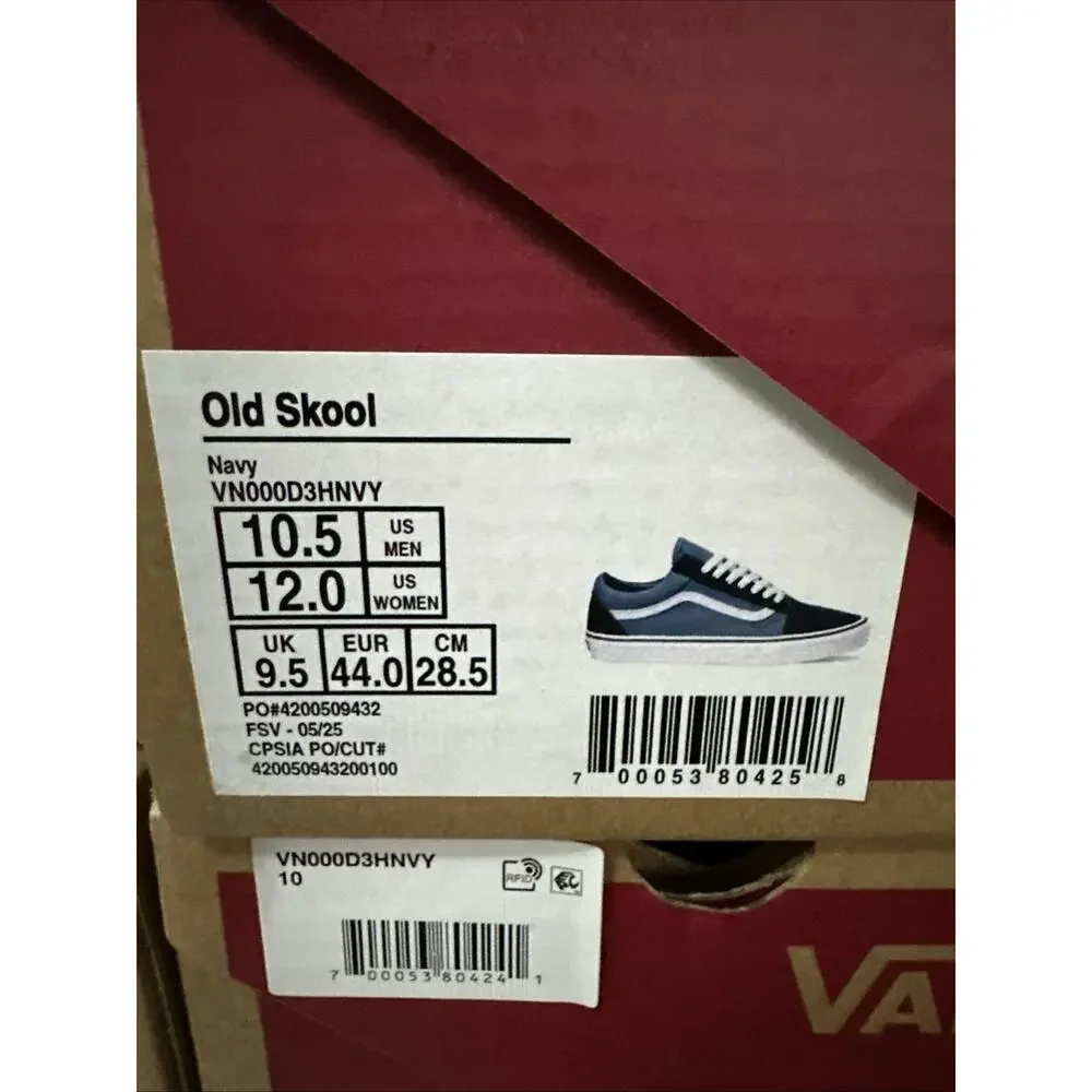 New Men's Size 10.5 Vans Old Skool Navy Blue Skate Shoes VN000D3HNVY